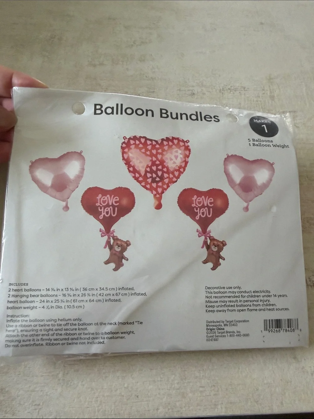 Love You Heart Balloon Set - Pink